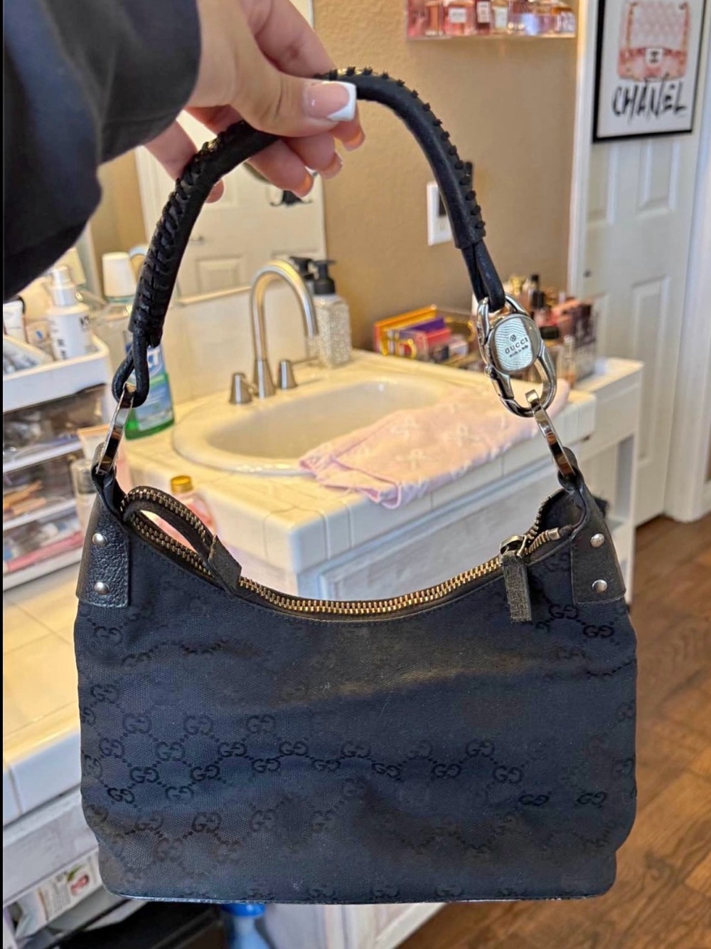 Gucci Black GG Monogram Small Shoulder Bag
